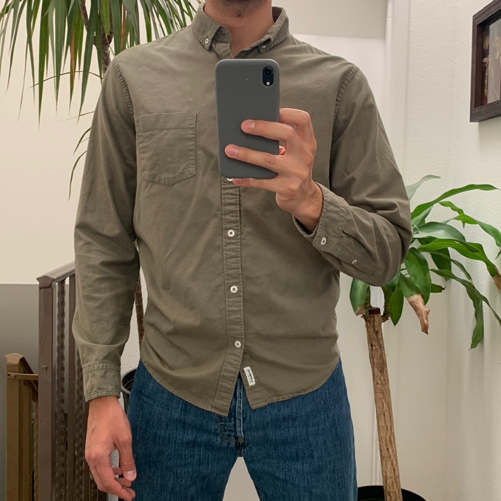 Oxford Shirt, 100% Cotton, Green, size Large